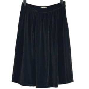 Lindy Bop Gellar Swing Skirt Retro 50's Pure Black Velvet A-Line Hi Waist Size 6